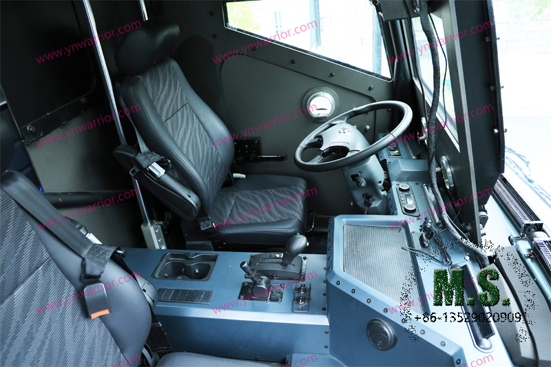 interior view of cab of Chinese made 4x4 armored vehicle