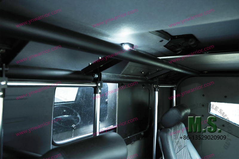 windows and ventilation between the cab and rear van trunk of soldier carrier