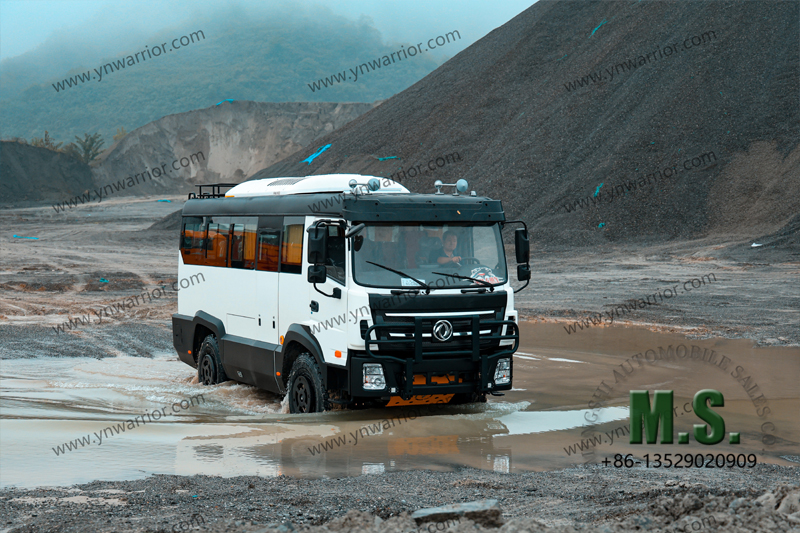 Dongfeng 4x4 off-road bus testing wading depth