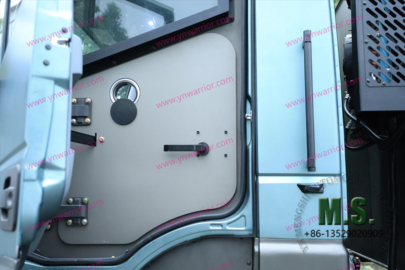 shooting hole of door of cab of armored vehicle