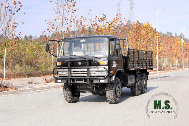 Dongfeng 6*6 Off-road Truck_Black EQ2102 153 Flathead Row a Half Cab Diesel Vehicle_Six Drive Transport Truck Export Special Vehicle