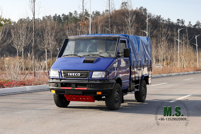 Blue Four-wheel Drive IVECO Off Road Truck_4*4 Short Head Single Row Micro Light Truck With Tarpaulin Pole_Export Special Purpose Vehicle