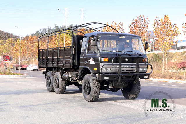 Six Drive Dongfeng Off-road Truck_Black 6*6 EQ2102 153 Flathead Row a Half Cab With Pole Diesel Vehicle_Transport Truck Export Special Purpose Vehicle