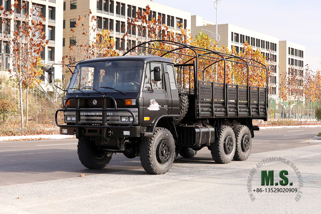 Six Drive Dongfeng Off-road Truck_Black 6*6 EQ2102 153 Flathead Row a Half Cab With Pole Diesel Vehicle_Transport Truck Export Special Purpose Vehicle