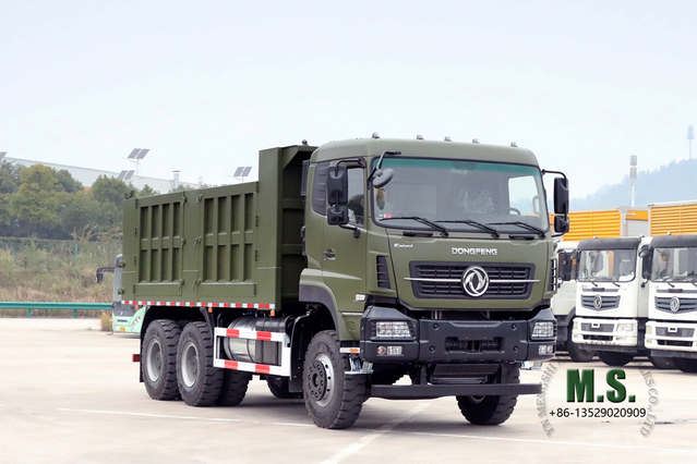  6×4 Dump Truck_375HP Flat Head Row and a Half Cab Heavy Duty Tipper Vehicle_Dongfeng Export Dump Truck Manufacturer