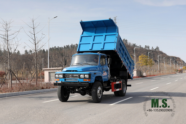 170 hp 4×4 Dongfeng Blue Dump Truck Tipper Truck _ Four-wheel Drive Pointed Head Single Row Mining Trucks for sale_Export Special Vehicle