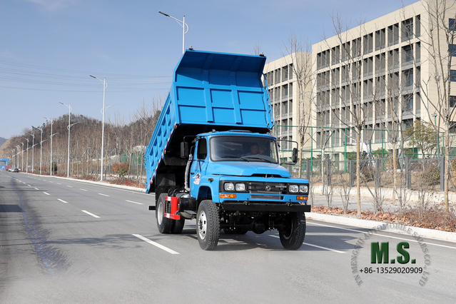 170 hp 4×4 Dongfeng Blue Dump Truck Tipper Truck _ Four-wheel Drive Pointed Head Single Row Mining Trucks for sale_Export Special Vehicle