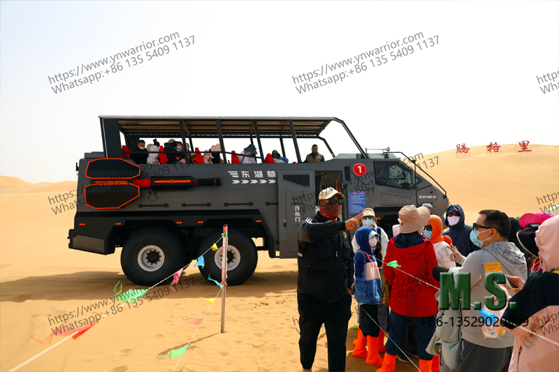 the tourist waiting for aboard in bus desert region