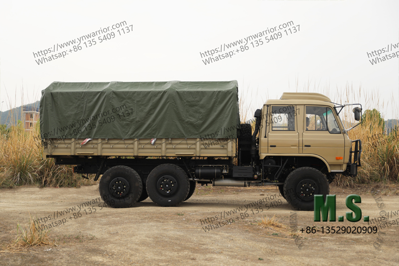 reali life footage of Dongfeng 6x6 truck off-road military cargo truck