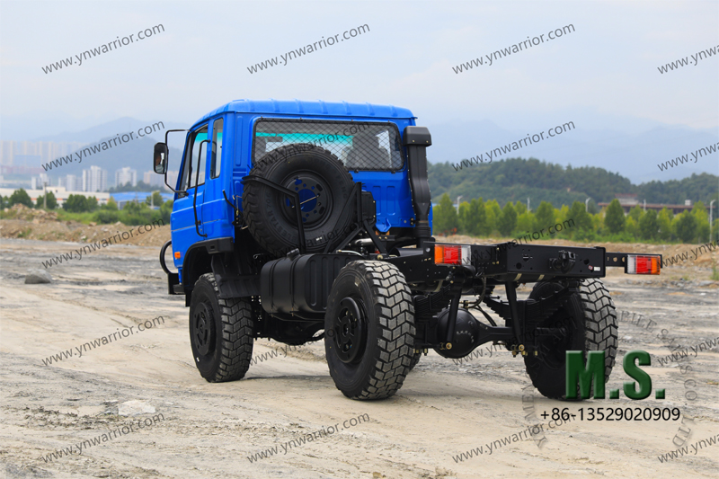 backward perspective Dongfeng 4x4 off-road truck chassis