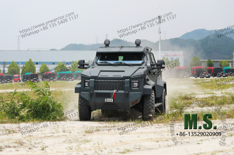 4x4 off-road armored pick-up real shot on moving