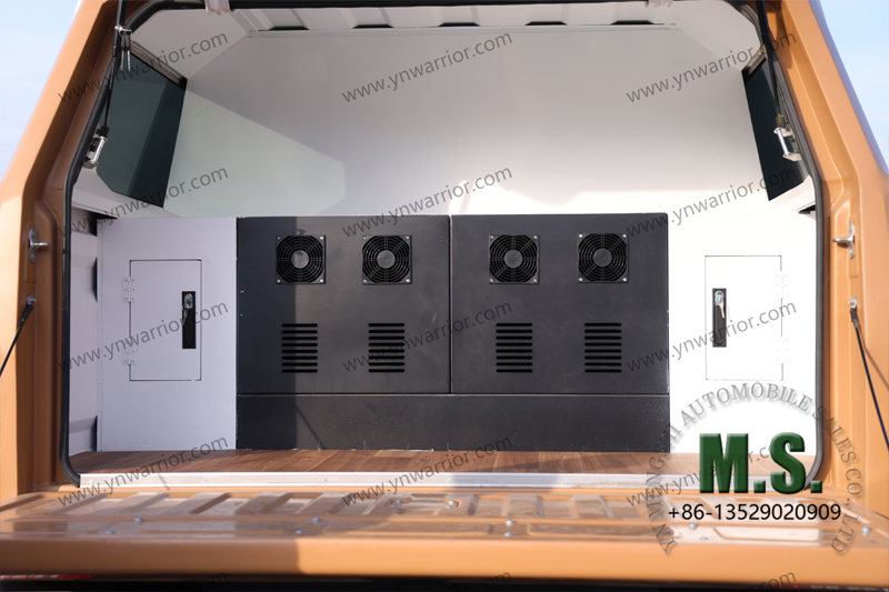 Inside of cargo box of modified Chinese 4x4 high-end euro-6 double wishbone independents suspension pick-up