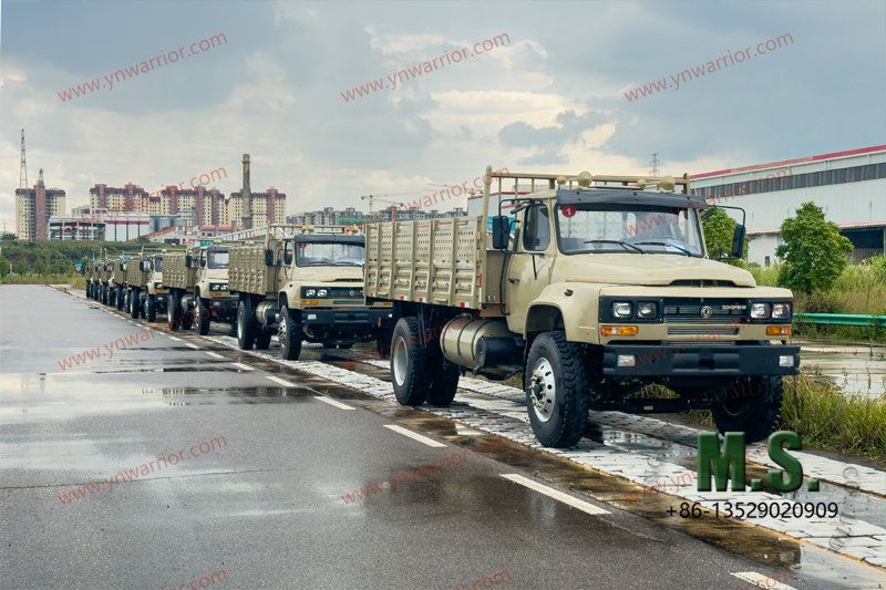 Dongfeng 4x4 truck rear double tyre_rocks road crossing test