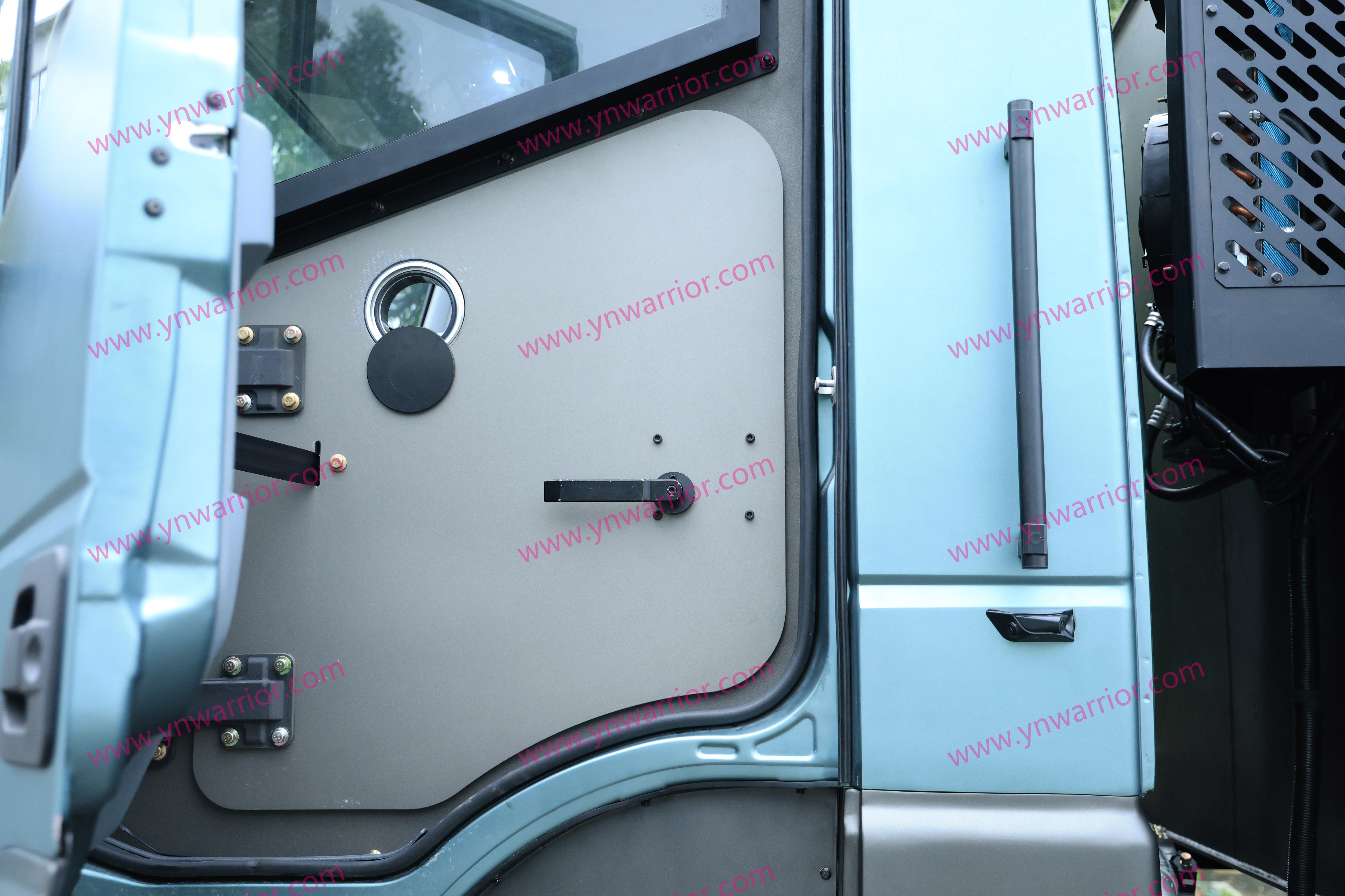 shooting hole of door of cab of armored vehicle