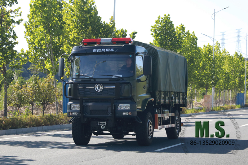 Vehicle And Chassis Gallery 43: Dongfeng 4x4 Heavy Duty Cargo Truck with Tarpaulin And Hydraulic Lift Ramp Gate.
