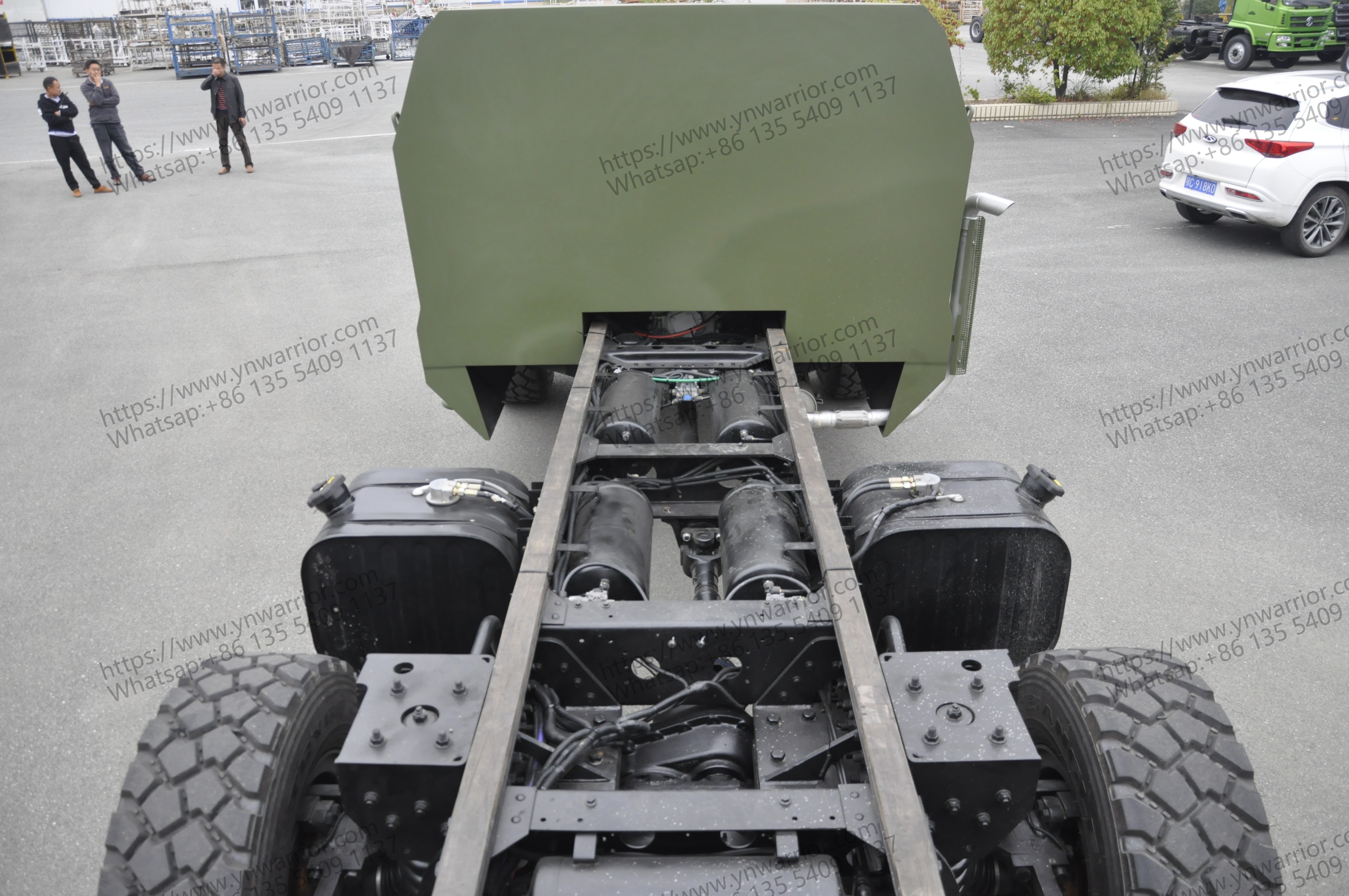 6X6 Independent suspension armored vehicle rear perspective