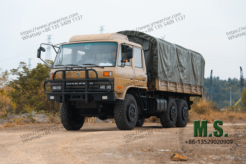 Dongfeng 6x6 truck solider transportation but installed removable tarpaulin for rain weather