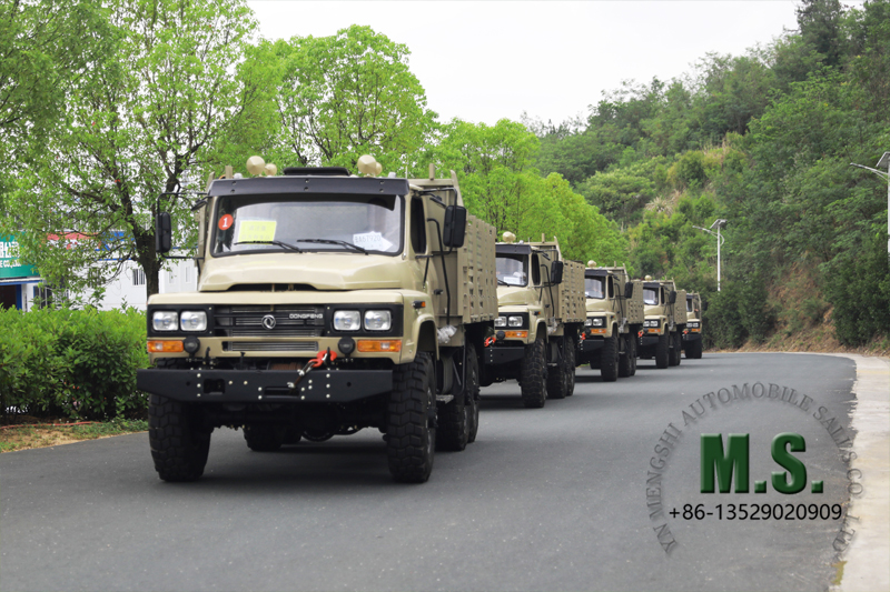 A Fleet of Dongfeng 6x6 Off-road 190-horsepower Cargo Truck Shipped Out To The Port in The Mountain