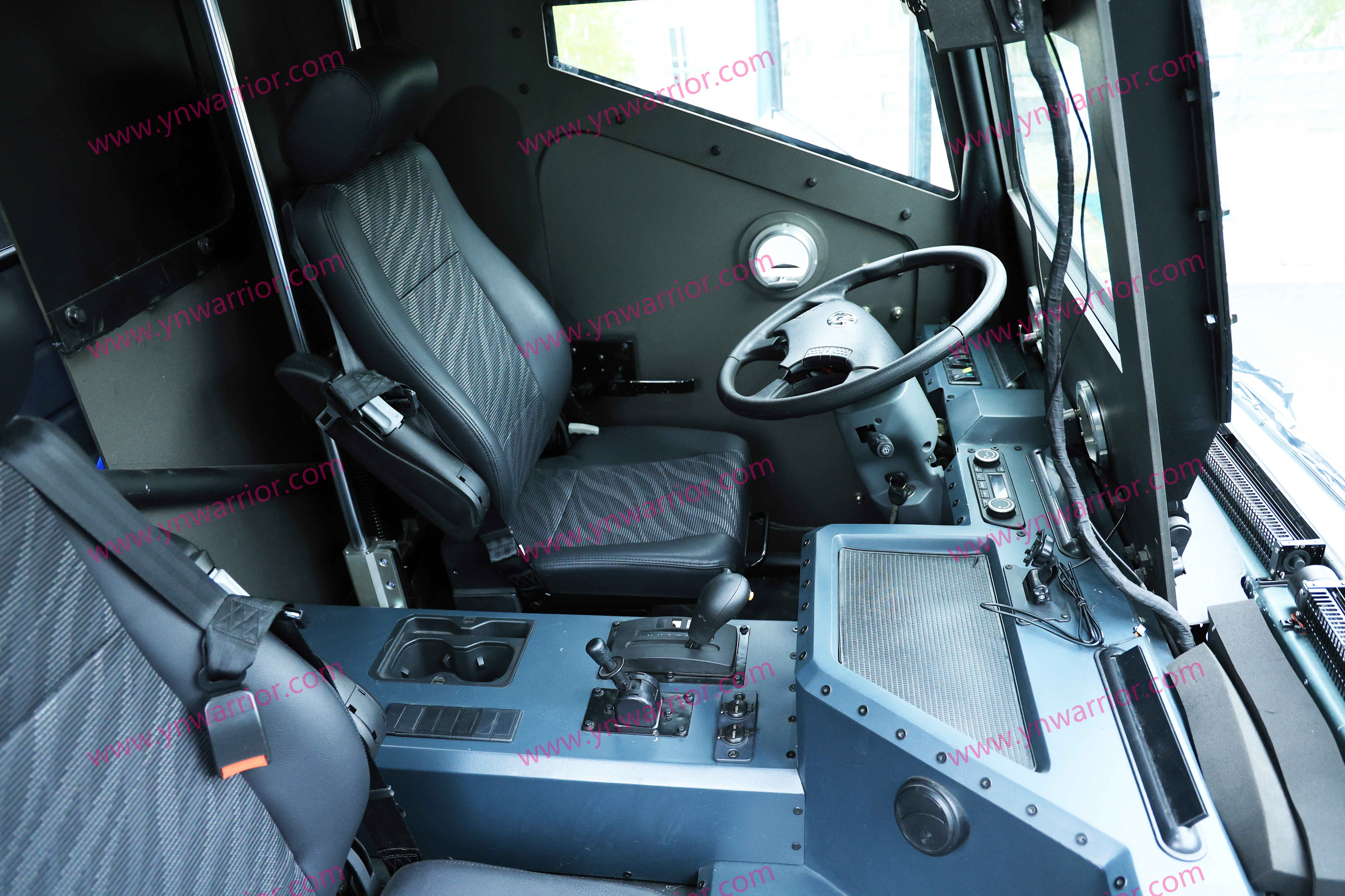 interior view of cab of Chinese made 4x4 armored vehicle