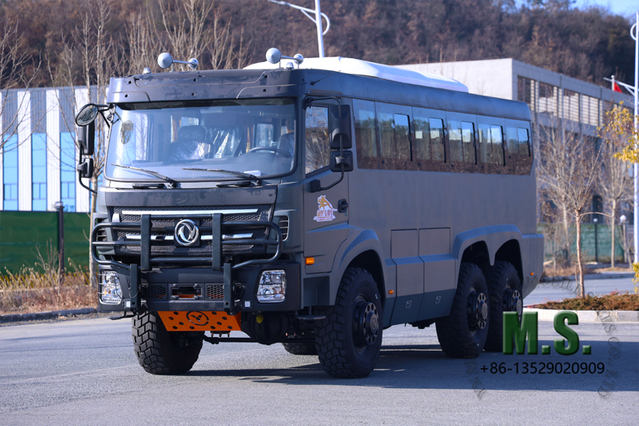340-horsepower 27-ton Gross Weight Enhanced Chassis 27-seat Dongfeng 6x6 Off-road Coach Bus_Engine Protective Plate, 3-point Safety Seat Belt, Emergency Exit, Out Side Shut-off Switch_Factory Direct