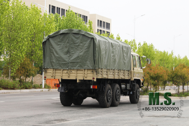 210-horsepower 11-ton Gross Weight Doulbe Row Cab Military Truck with Removable Rain Tarpaulin_Cummins Engine, Folding Seats, Soldier Truck, Rear Electric Winch, CTIS on Tyre_Manufacturer Direct
