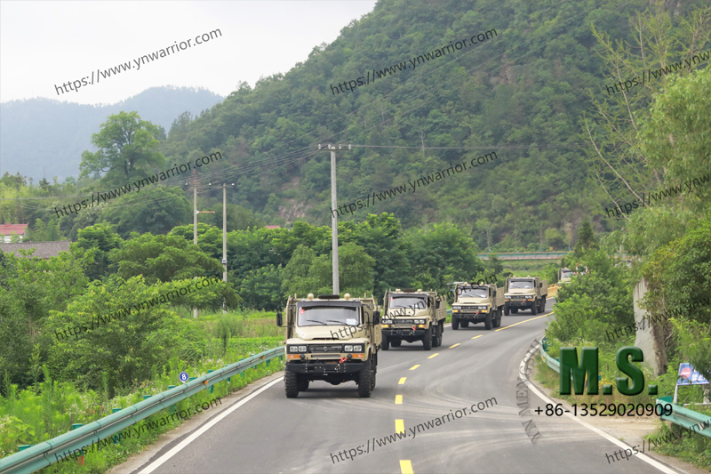 Dongfeng truck fleet in the mountain
