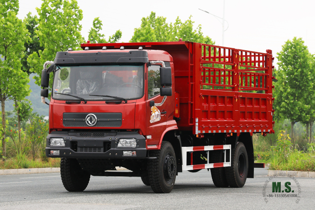 Extended 4×2 grid stake dump truck equipped with 210HP Weichai engine for heavy cargo transportation.